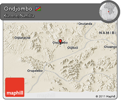 Shaded Relief Panoramic Map of Ondjombo
