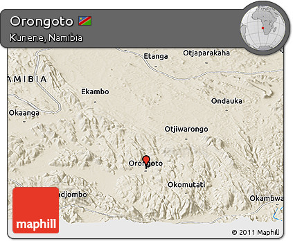Shaded Relief Panoramic Map of Orongoto