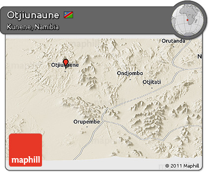 Shaded Relief Panoramic Map of Otjiunaune