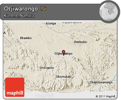 Shaded Relief Panoramic Map of Otjiwarongo