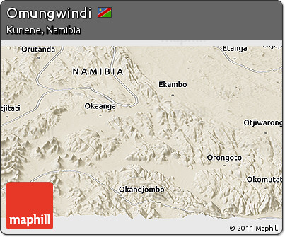 Shaded Relief Panoramic Map of Omungwindi