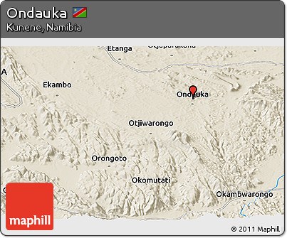 Shaded Relief Panoramic Map of Ondauka