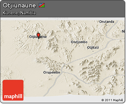 Shaded Relief Panoramic Map of Otjiunaune
