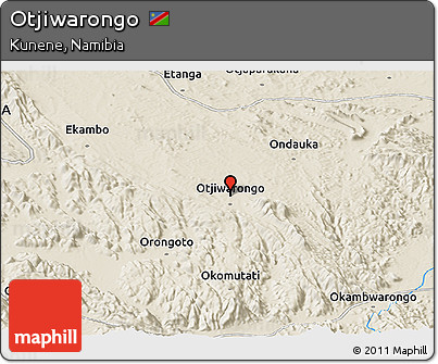 Shaded Relief Panoramic Map of Otjiwarongo