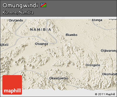 Shaded Relief Panoramic Map of Omungwindi
