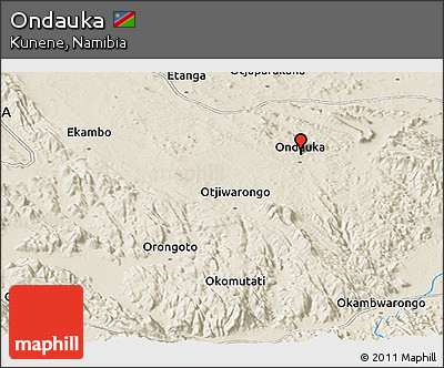 Shaded Relief Panoramic Map of Ondauka