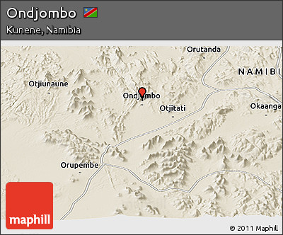 Shaded Relief Panoramic Map of Ondjombo