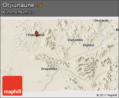 Shaded Relief Panoramic Map of Otjiunaune