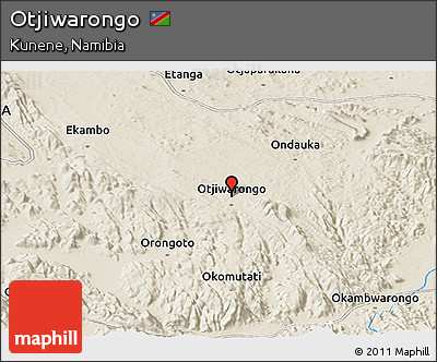 Shaded Relief Panoramic Map of Otjiwarongo