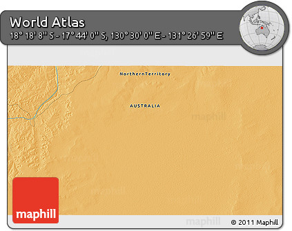 Political 3D Map of the Area around 18° 1' 4" S, 130° 58' 29" E