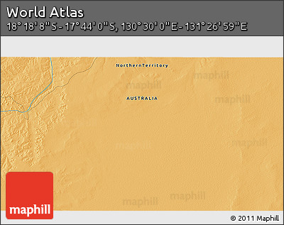 Political 3D Map of the Area around 18° 1' 4" S, 130° 58' 29" E