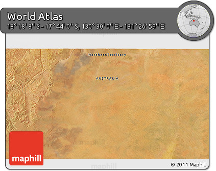 Satellite 3D Map of the Area around 18° 1' 4" S, 130° 58' 29" E