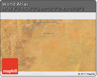 Satellite 3D Map of the Area around 18° 1' 4" S, 130° 58' 29" E