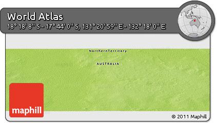 Physical Panoramic Map of the Area around 18° 1' 4" S, 131° 49' 29" E