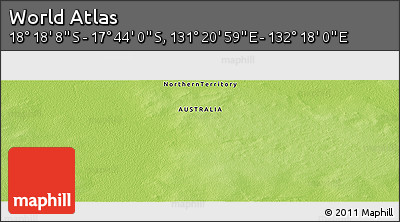 Physical Panoramic Map of the Area around 18° 1' 4" S, 131° 49' 29" E