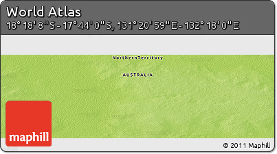 Physical Panoramic Map of the Area around 18° 1' 4" S, 131° 49' 29" E