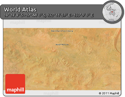 Satellite 3D Map of the Area around 18° 1' 4" S, 132° 40' 30" E