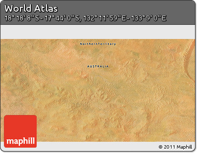 Satellite 3D Map of the Area around 18° 1' 4" S, 132° 40' 30" E