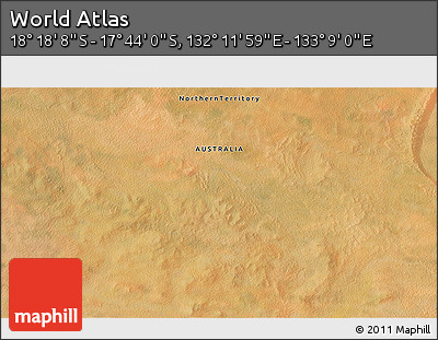 Satellite 3D Map of the Area around 18° 1' 4" S, 132° 40' 30" E
