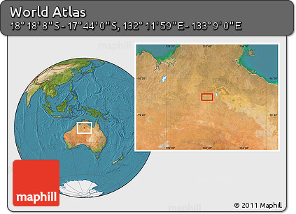 Satellite Location Map of the Area around 18° 1' 4" S, 132° 40' 30" E