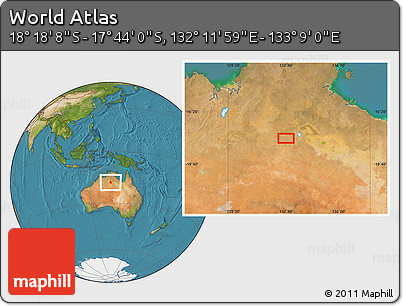 Satellite Location Map of the Area around 18° 1' 4" S, 132° 40' 30" E