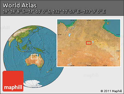 Satellite Location Map of the Area around 18° 1' 4" S, 132° 40' 30" E