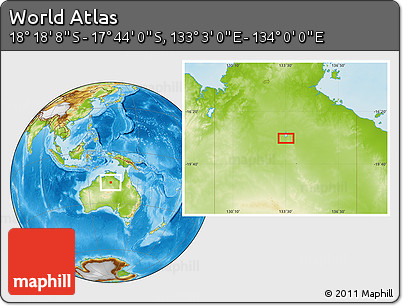 Physical Location Map of the Area around 18° 1' 4" S, 133° 31' 30" E