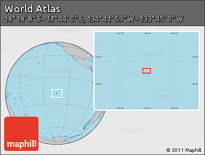 Gray Location Map of the Area around 18° 1' 4" S, 134° 13' 29" W