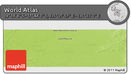 Physical Panoramic Map of the Area around 18° 1' 4" S, 136° 4' 29" E