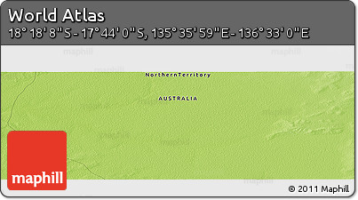 Physical Panoramic Map of the Area around 18° 1' 4" S, 136° 4' 29" E