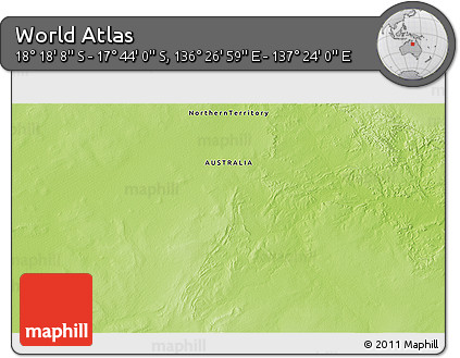 Physical 3D Map of the Area around 18° 1' 4" S, 136° 55' 30" E