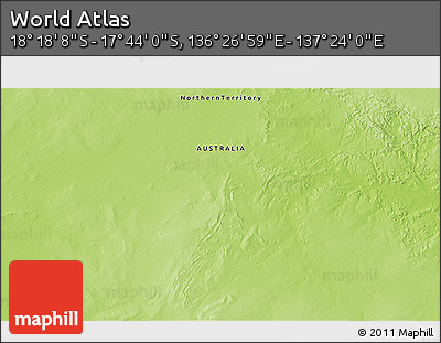 Physical 3D Map of the Area around 18° 1' 4" S, 136° 55' 30" E