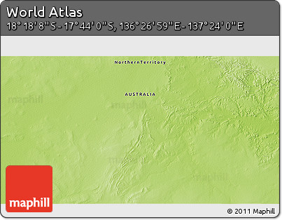 Physical 3D Map of the Area around 18° 1' 4" S, 136° 55' 30" E