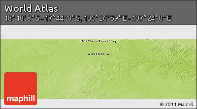 Physical Panoramic Map of the Area around 18° 1' 4" S, 136° 55' 30" E