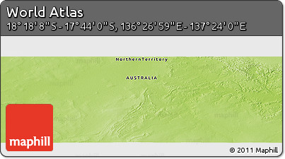 Physical Panoramic Map of the Area around 18° 1' 4" S, 136° 55' 30" E