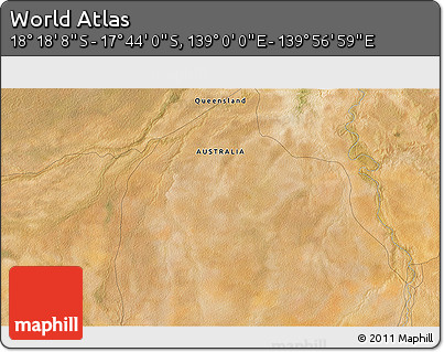 Satellite 3D Map of the Area around 18° 1' 4" S, 139° 28' 29" E
