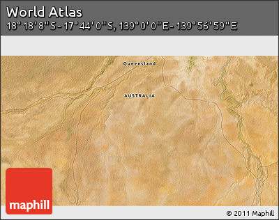 Satellite 3D Map of the Area around 18° 1' 4" S, 139° 28' 29" E