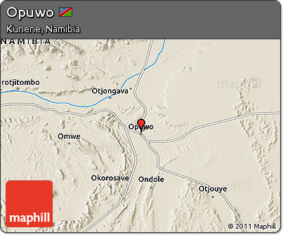 Shaded Relief 3D Map of Opuwo
