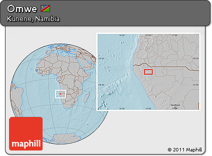 Gray Location Map of Omwe, hill shading
