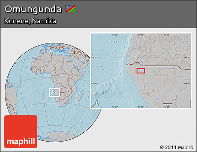 Gray Location Map of Omungunda, hill shading