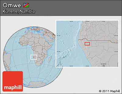 Gray Location Map of Omwe, hill shading