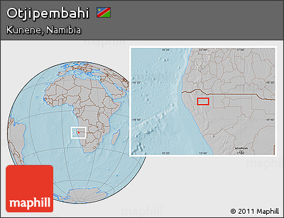 Gray Location Map of Otjipembahi, hill shading