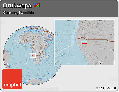 Gray Location Map of Orukwapa, hill shading