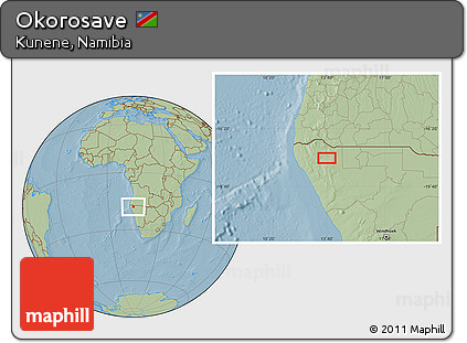 Savanna Style Location Map of Okorosave, hill shading