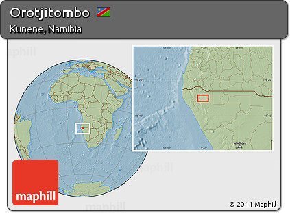 Savanna Style Location Map of Orotjitombo, hill shading