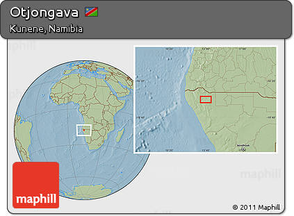 Savanna Style Location Map of Otjongava, hill shading