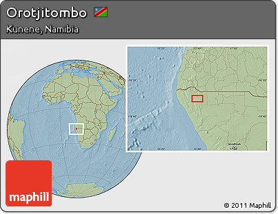 Savanna Style Location Map of Orotjitombo, hill shading