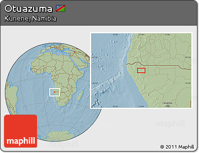 Savanna Style Location Map of Otuazuma, hill shading