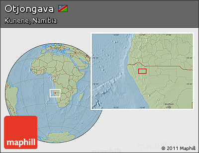 Savanna Style Location Map of Otjongava, hill shading