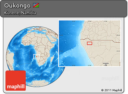 Shaded Relief Location Map of Oukongo